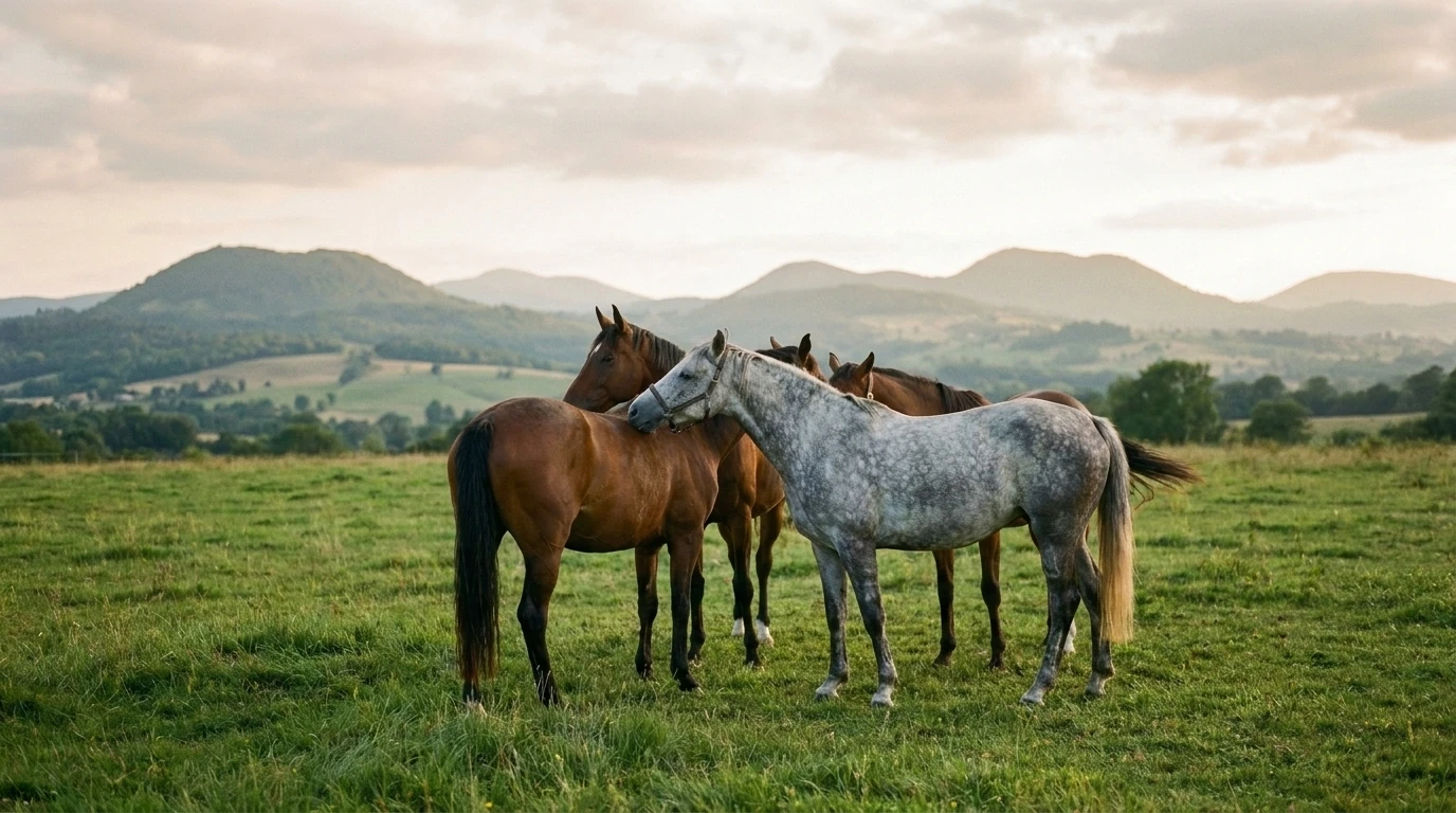 Les chevaux du Centre Equestre de Châtel-Guyon en liberté, Puy-de-Dôme